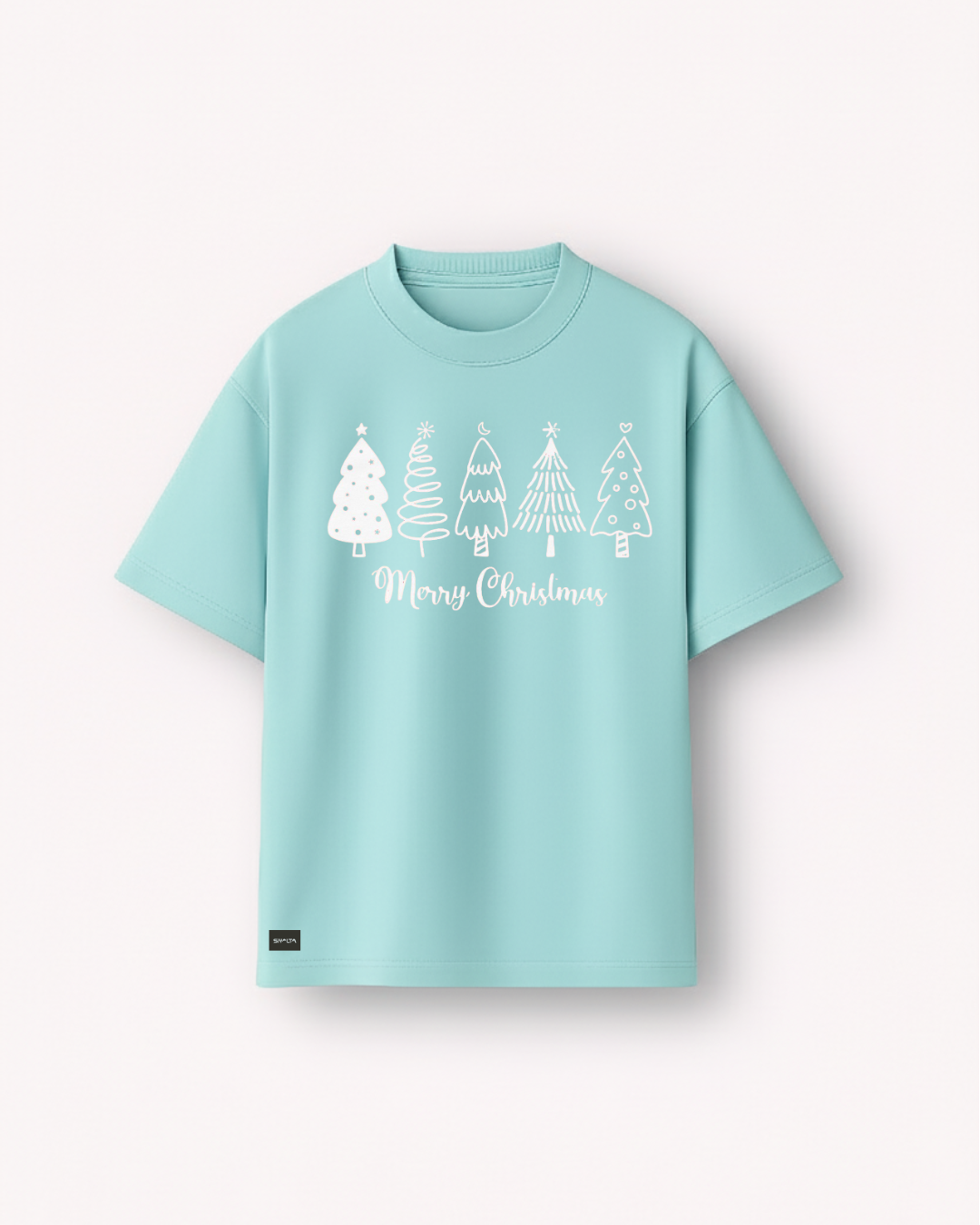 Siyalta – Xmas Line Art Forest | Oversized T-Shirt, Short Sleeve, Casual Fit