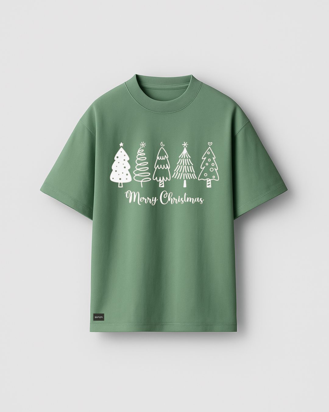 Siyalta – Xmas Line Art Forest | Oversized T-Shirt, Short Sleeve, Casual Fit