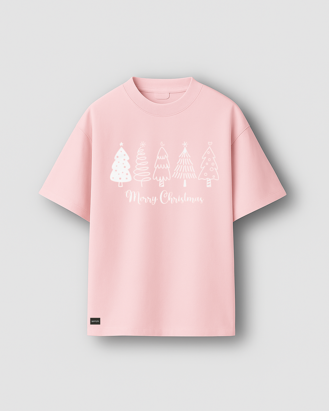 Siyalta – Xmas Line Art Forest | Oversized T-Shirt, Short Sleeve, Casual Fit