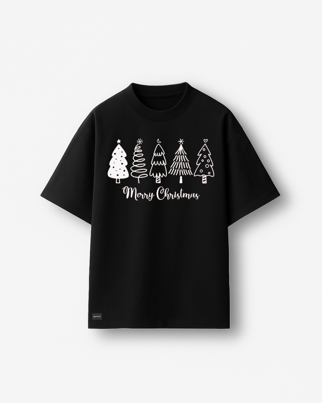 Siyalta – Xmas Line Art Forest | Oversized T-Shirt, Short Sleeve, Casual Fit